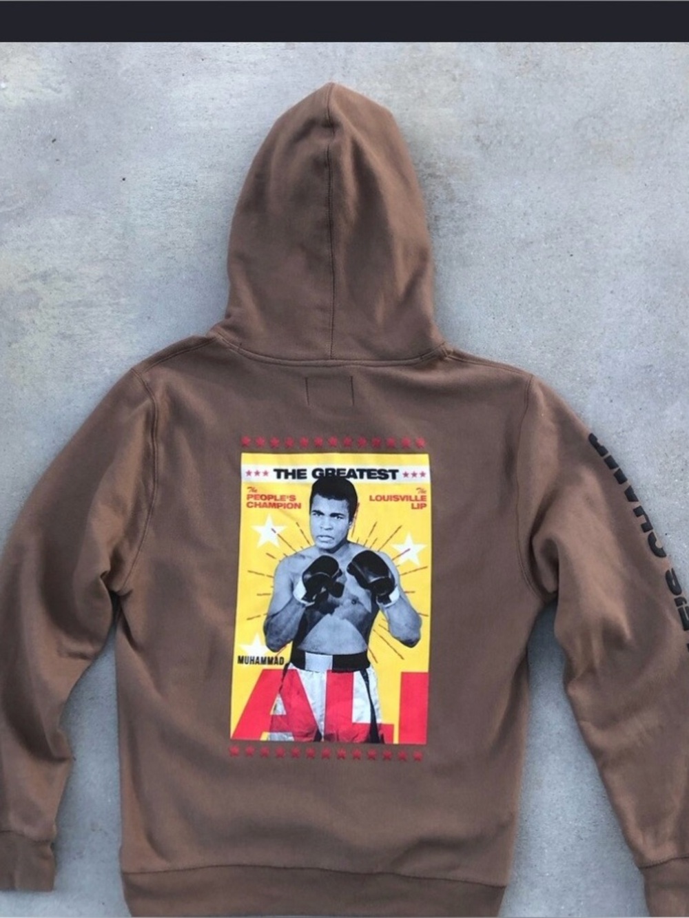 Muhammad Ali Brown Graphic Hoodie - The Greatest Poster Back Print